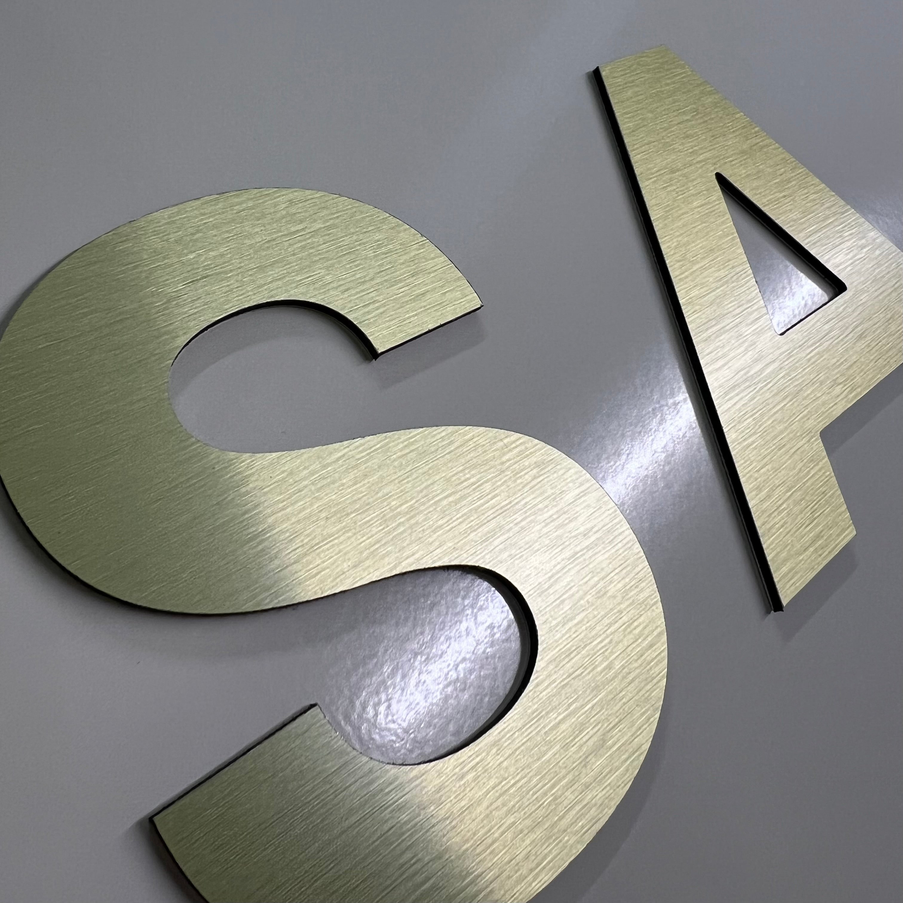 3mm Stand Off Letters - Brushed Gold Composite Aluminium
