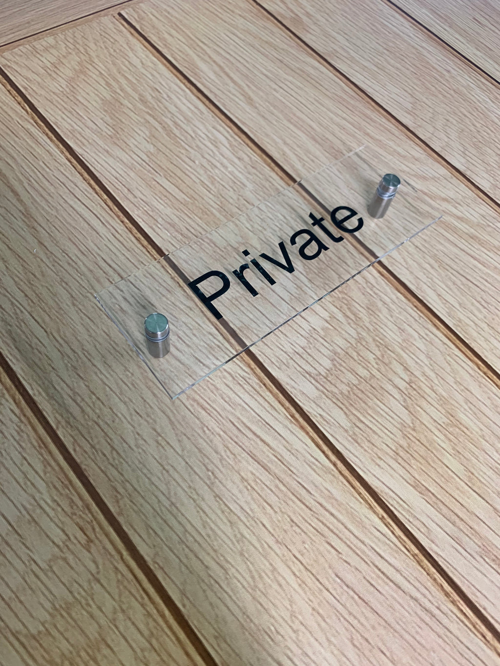 Acrylic Office Signage Laser Cut 'Private' 200 x 70mm