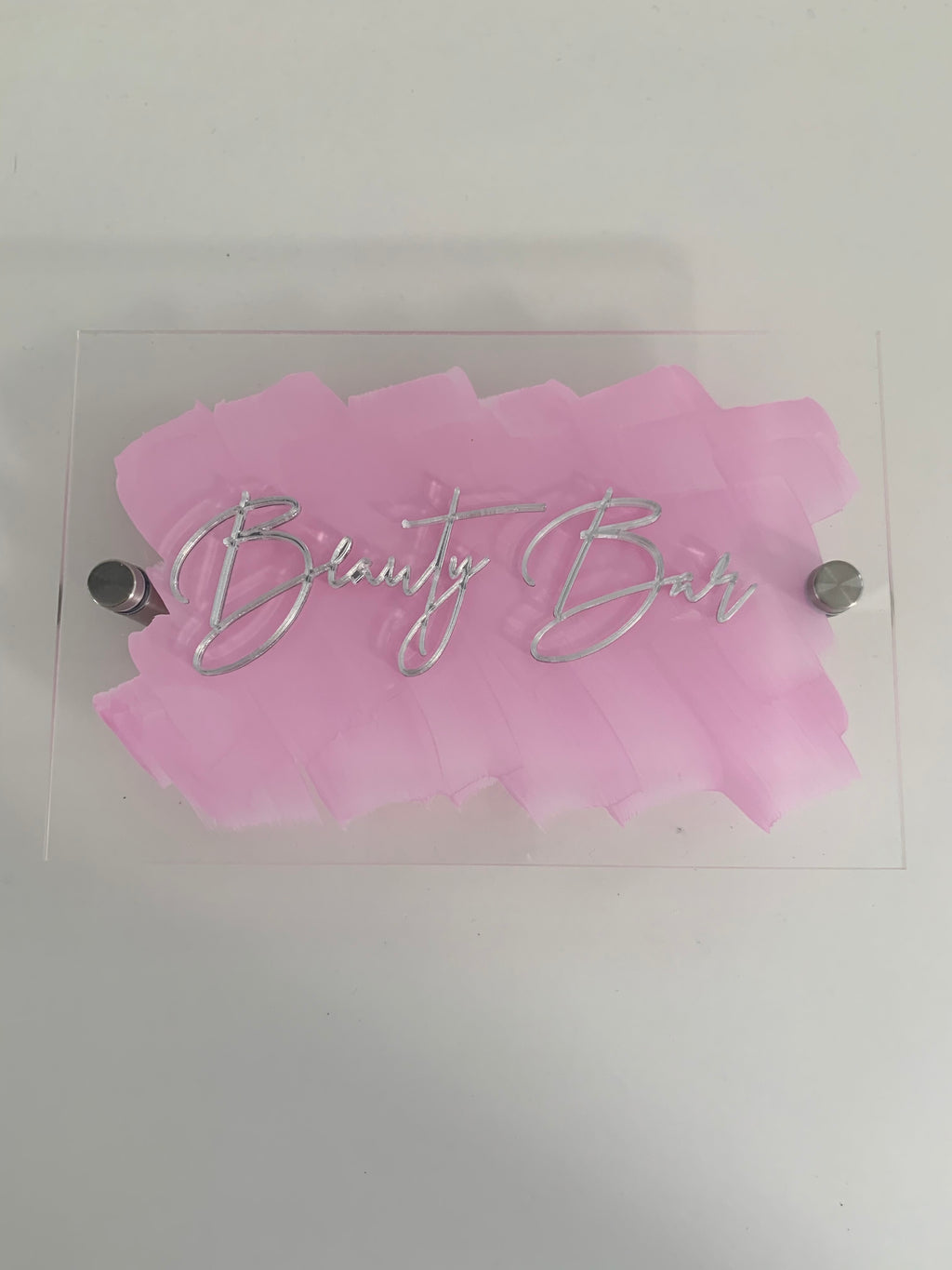 Hand Painted Acrylic Signage Laser Cut Pink 200 x 130mm